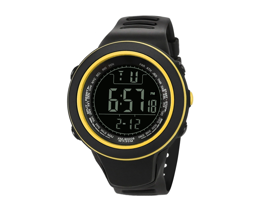 Reloj Electrónico Deportivo Digital Para Hombre Con Correa De Silicona Amarillo