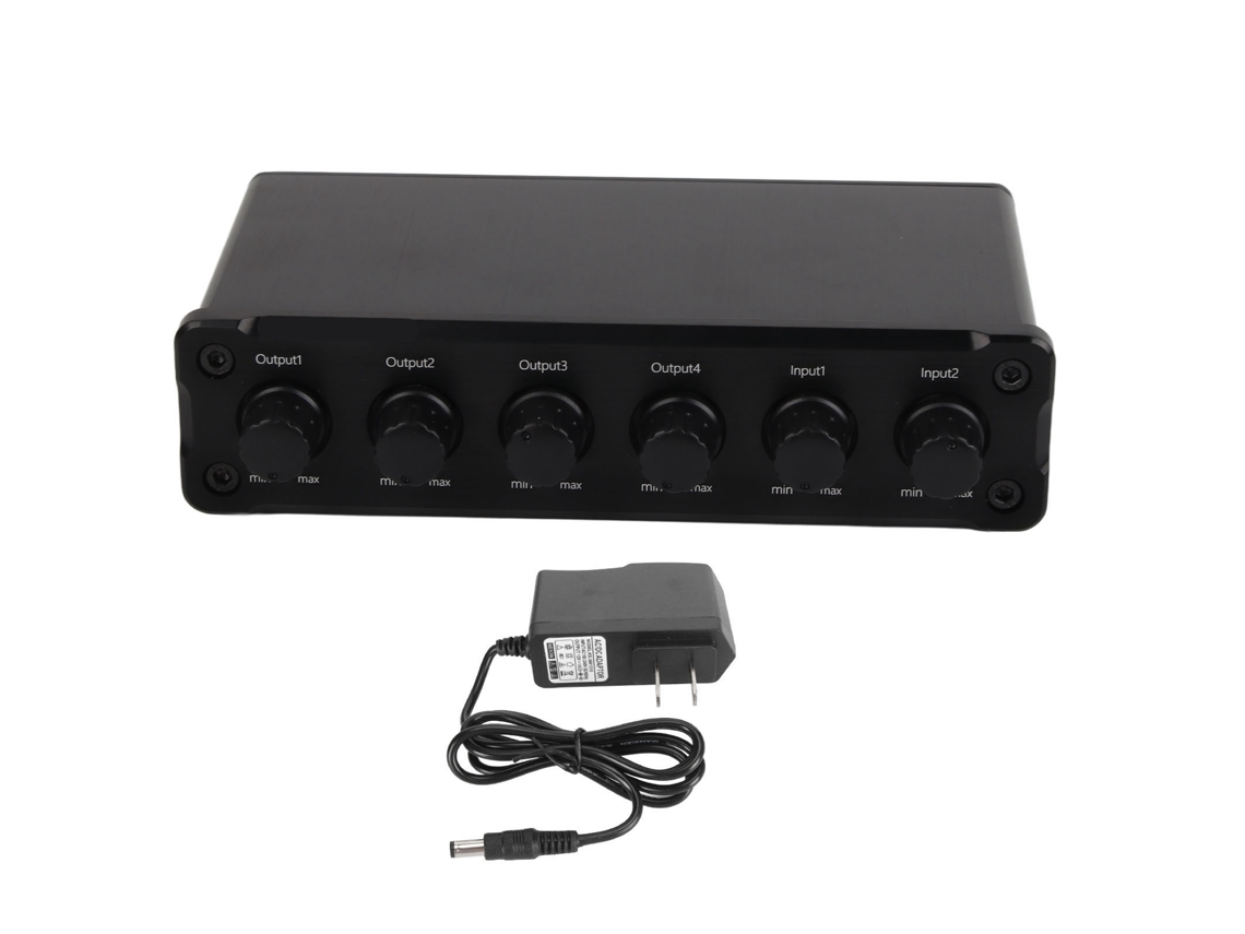 Aetheria distribuidor Misturador de Áudio 2 Entradas 4 Saídas Amplificador Ajustável Volume 3.5mm Us Plug