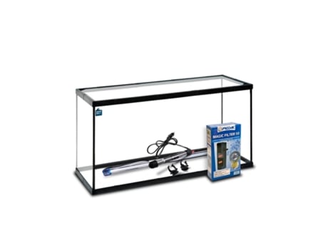 Aquário Vidro com moldura Preto 38 L. Kit Completo P.50