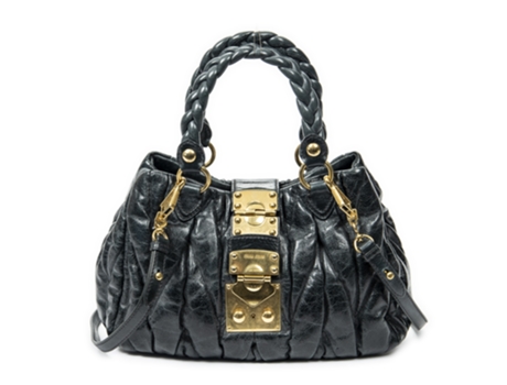 Mala De Ombro De Mulher Miu Miu Braided Push Lock Verde (tamanho Único)
