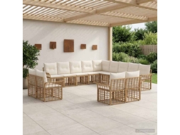 Vidaxl Conjunto De Sofás Para Exterior 13 Pcs Natural E Branco Creme
