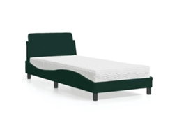 Vidaxl Cama Com Colchão Dover 80x200 Cm Veludo Verde-escuro