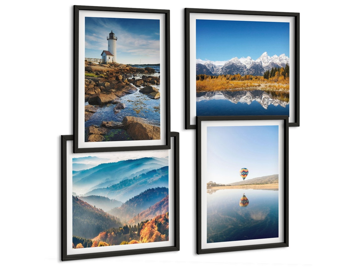Quadros Decorativos Para Parede Pernas De Mulher, Rosa, Carro, Uísque Moldura Preta Quadros Para A Sala De Estar Espelharte (conjunto De 4 Imagens)