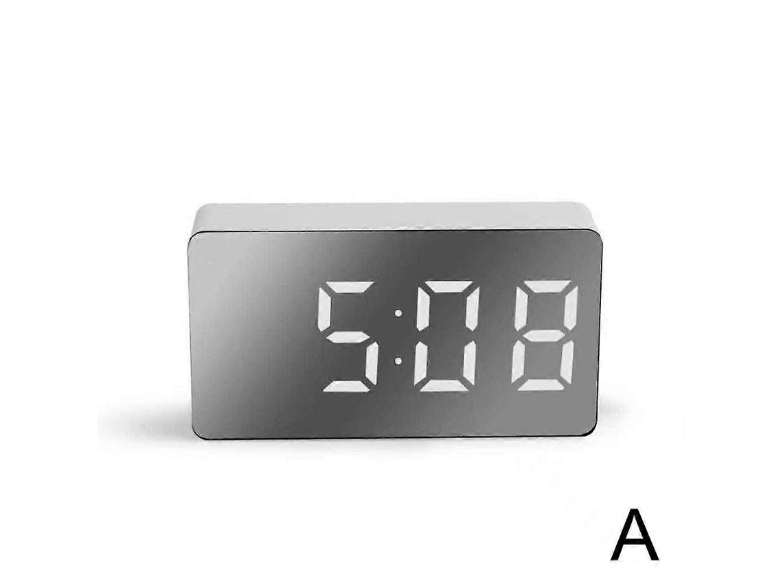 Mini Led Mirror Clock Electronic Digital Travel Clock Practical Clock Portablewhite