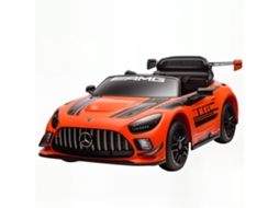 Carro Elétrico Mercedes AMG Gt3 Evo MARCA, controle remoto, motor duplo, música, laranja, rodas auxiliares, alçaneta