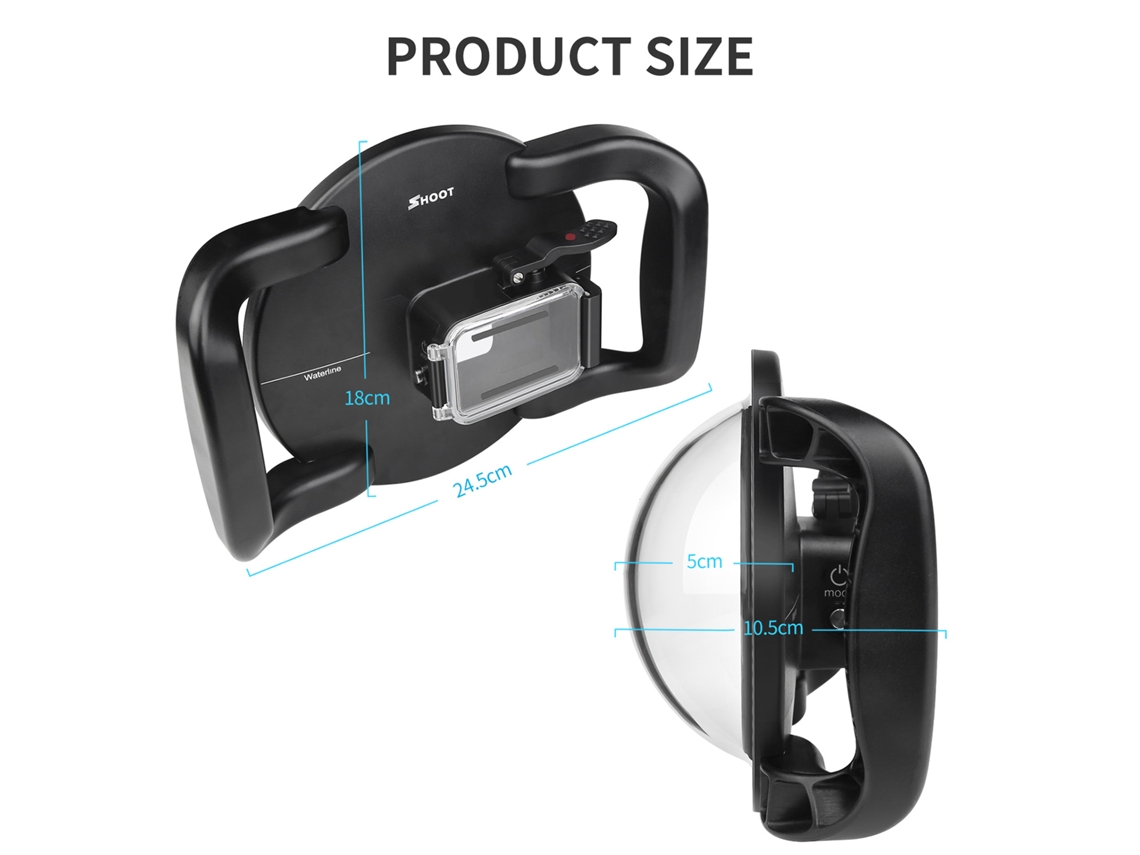 Funda Impermeable Shoot Xtgp548 Con Domo Submarino Y Portátil Dual Para Gopro Hero 8, Profundidad 45m