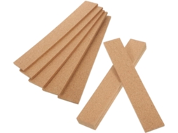 Conjunto de 10 tiras autoadesivas de cortiça para paredes, em cortiça natural sem moldura, ideais para mesas e bancadas.