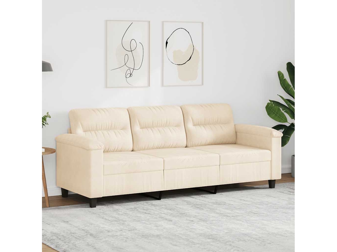 Vidaxl Sofá De 3 Lugares 180 Cm Tecido De Microfibra Bege