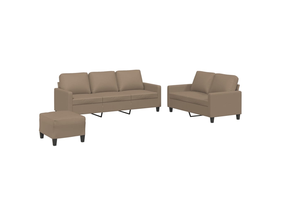 Conjunto de 3 Sofás com Almofadões Couro Artificial Cappuccino MAISON EXCLUSIVE