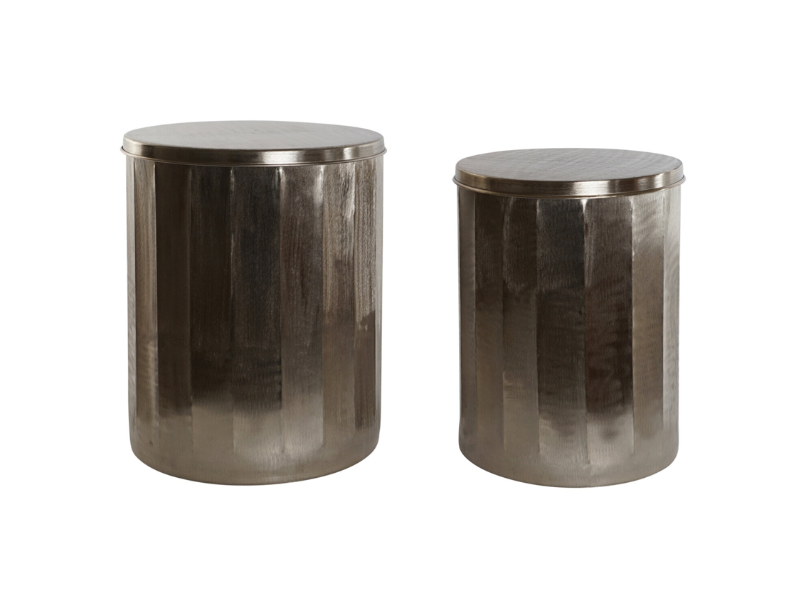 Conjunto de 2 Mesas Laterais de Metal com Tampos Dourados, 42x42x52cm ALEXANDRA HOUSE LIVING