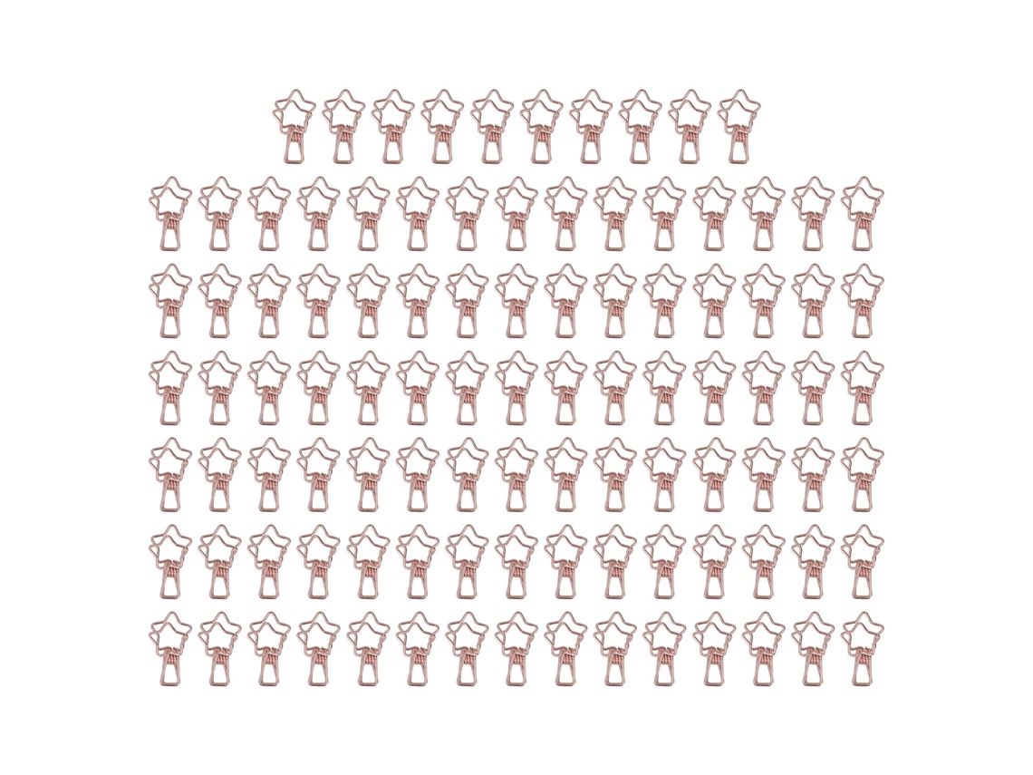 100 Pinças De Pasta Estrela Cute Metal Rosa Para Escritório Bilhetes Papéis Com Apoio Forte