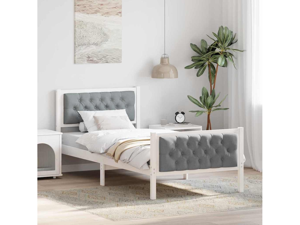 Vidaxl Estrutura Da Cama Com Cabeceira Cinzento-claro 90 X 190 Cm