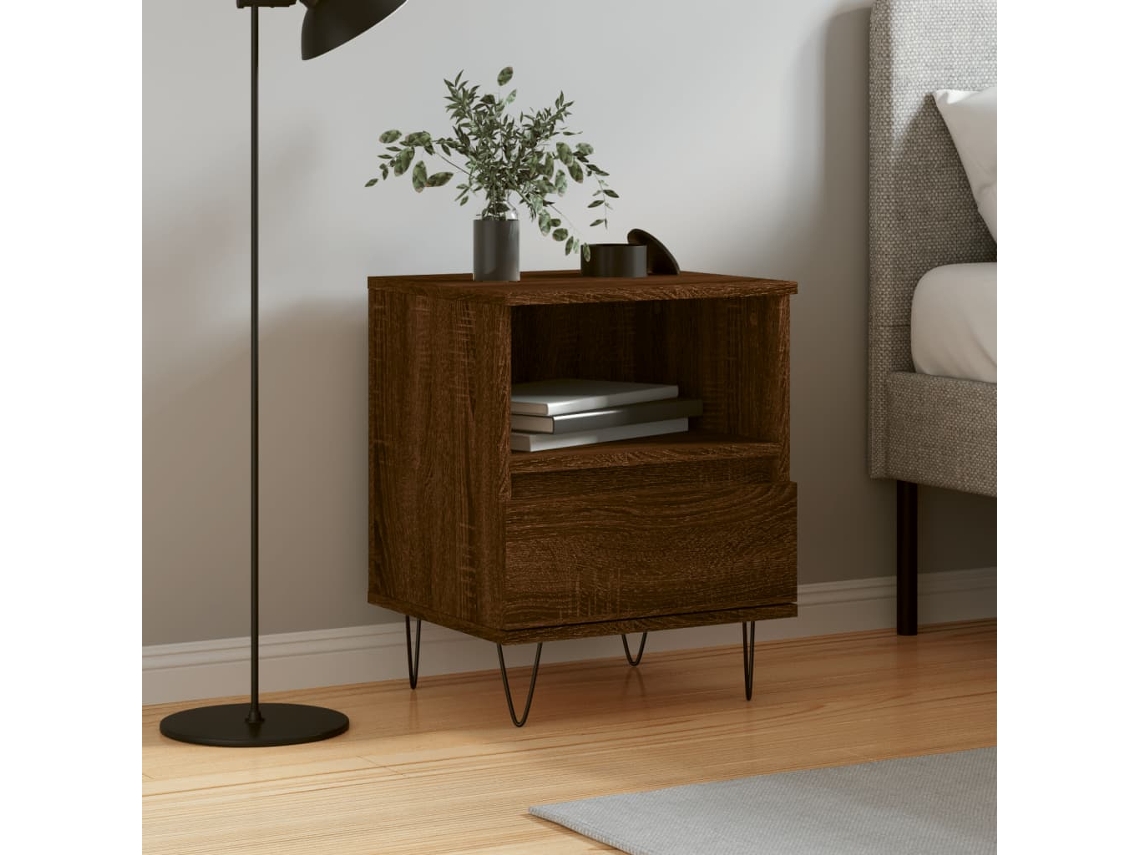 Vidaxl Mesa Cabeceira 40x35x50 Cm Derivados Madeira Carvalho Castanho