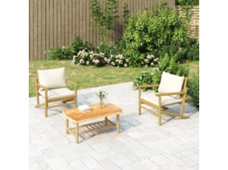 Vidaxl Cadeiras De Jardim 2pcs Bambu Com Almofadões Branco Nata