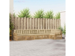 Vidaxl Conjunto De Sofás Para Exterior 6 Unid. Branco E Bege Poliéster