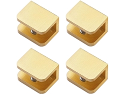 Pacote com 4 Abraçadeiras de Vidro MDUG, Suporte de Vidro Sem Perfuração para Vidro de 10mm a 12mm (ouro)