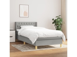 Vidaxl Cama Com Molas/colchão 90x200 Cm Tecido Cinza-claro