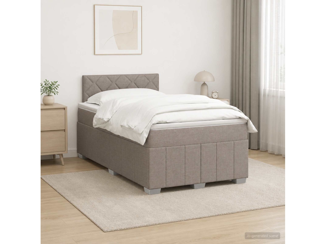 Vidaxl Cama Box Spring Com Colchão Cinzento-acastanhado 120 X 190 Cm