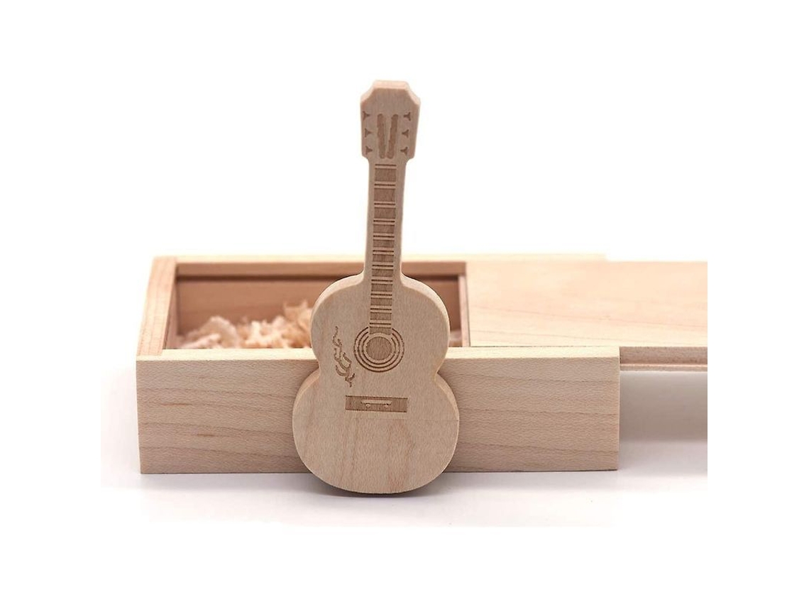Pen drive YURU, 64GB, em madeira, inspirado em guitarra, criativo, para presente e uso diário