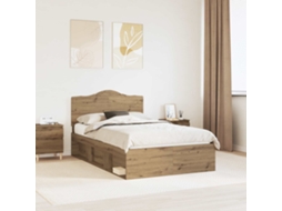 Vidaxl Estrutura da Cama com Cabeceira Carvalho Artesanal 135 X 190 Cm