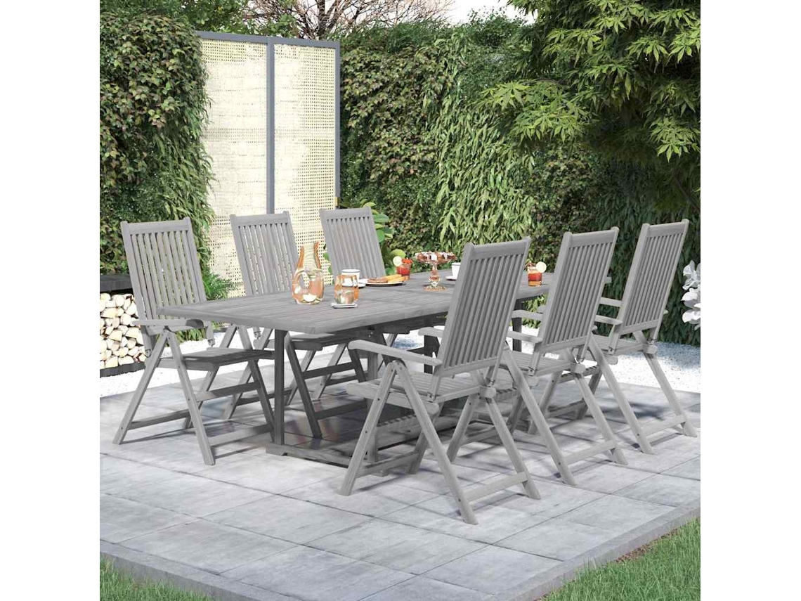 Vidaxl 7 Pcs Conjunto De Jantar Para Jardim Madeira De Acácia Maciça