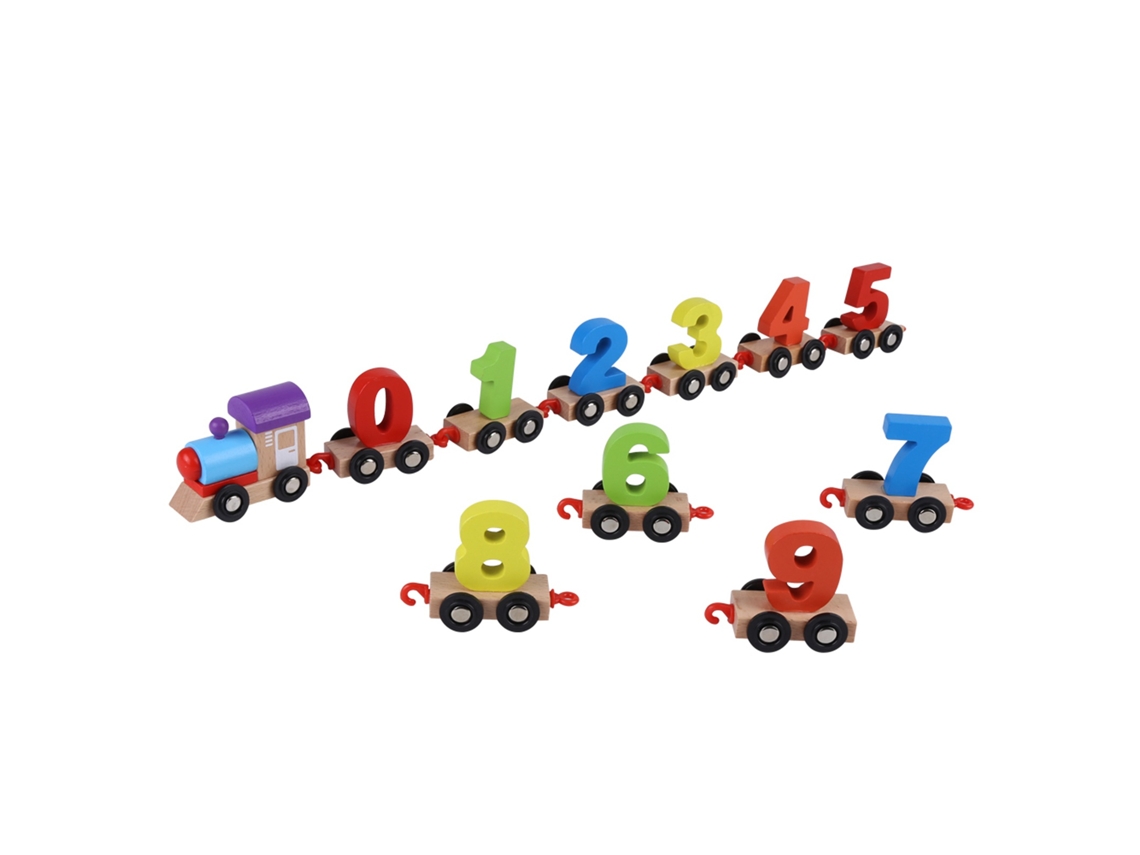 Primerox trem de Brinquedo de Madeira para Bebês Educativo Aprendizagem Cores Números Presente de Natal