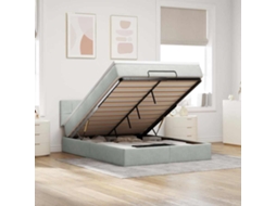 Vidaxl Estrutura De Cama Otomana Com Colchão 140x200 Cm Cinzento Claro