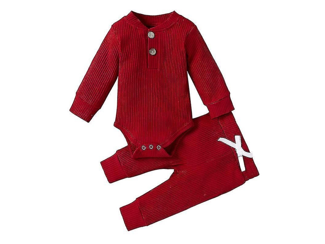 Conjunto Fasst de 2 peças para meninos: camiseta de gola redonda e calça de manga comprida, tamanho infantil.