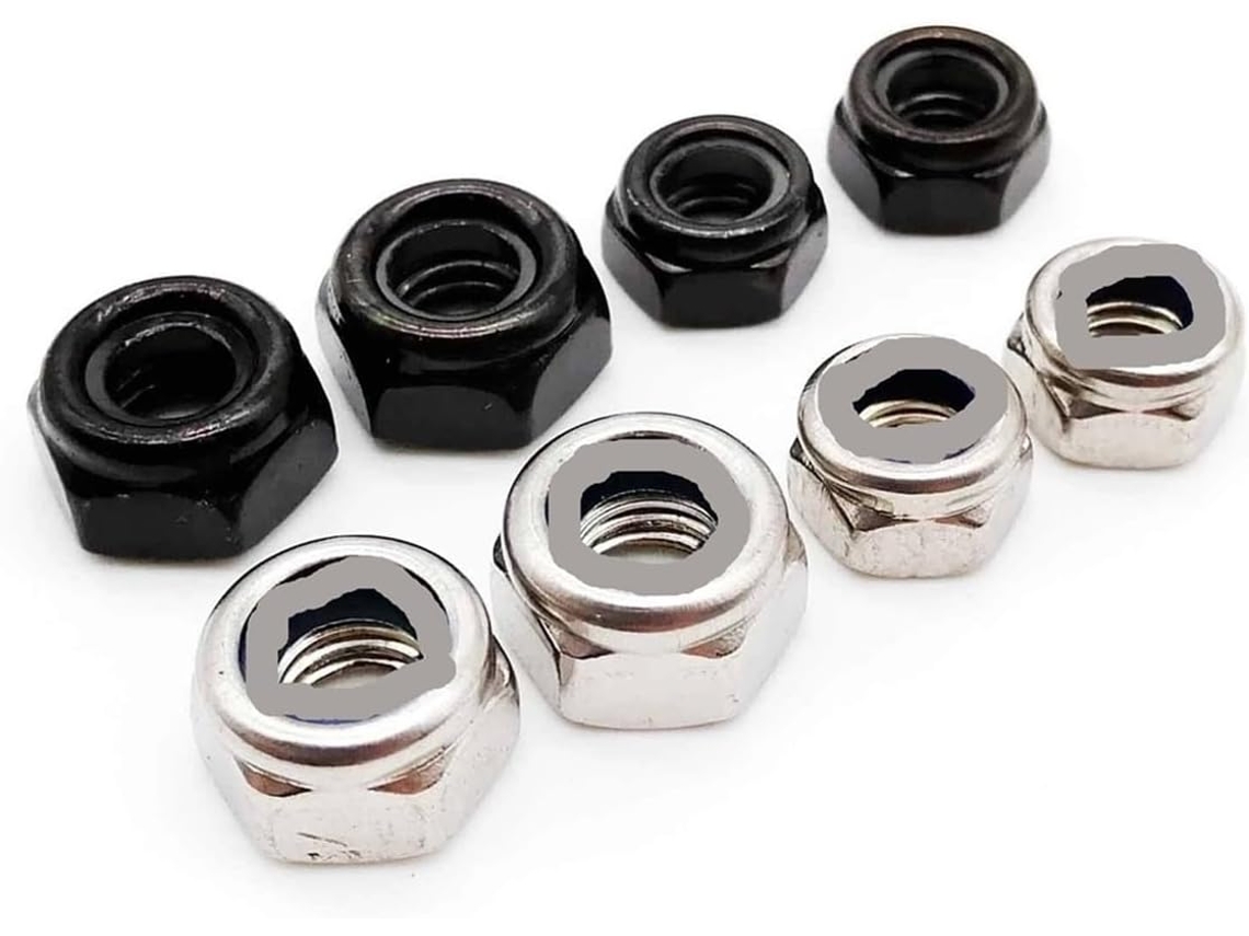 Porcas De Aço Inoxidável, Porca Nylock De Aço Inoxidável Preta Carbono Preto, M14, 10 Unidades