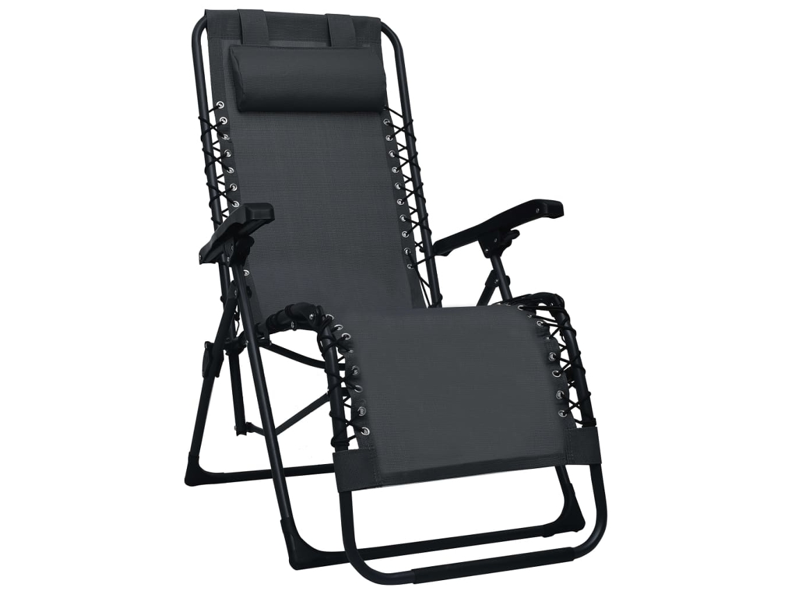 Vidaxl Cadeira De Pátio Dobrável Textilene Preto