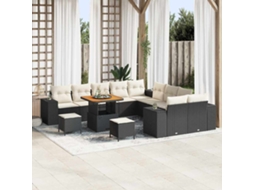Vidaxl Conjunto De Sofá De Jardim 13 Unid. Preto Vime Pe