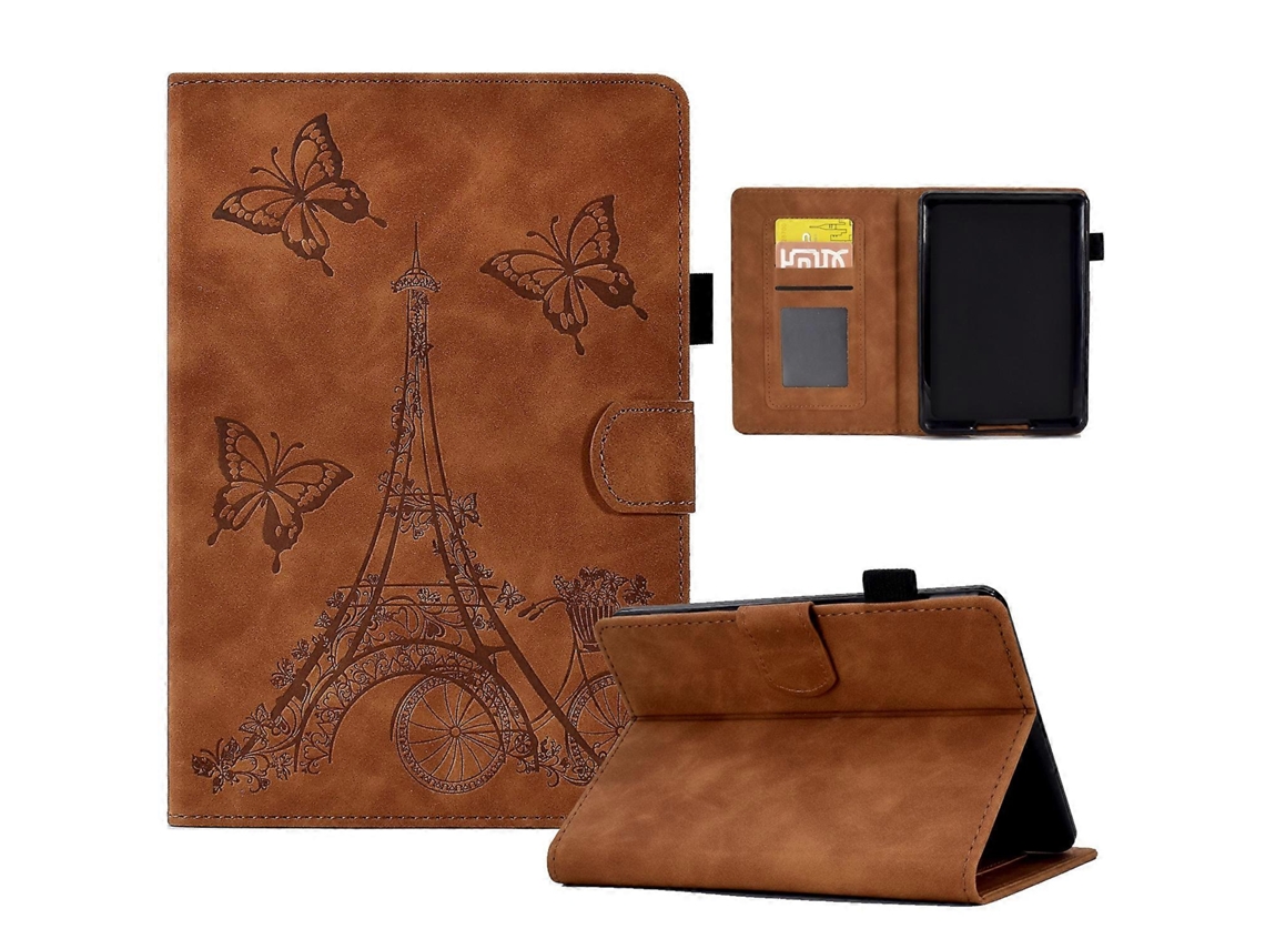 Capa de couro com relevo para tablet inteligente Amazon Kindle Paperwhite 4/3/2/1 Tower Webake