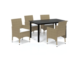 Maison Exclusive - 5 Pcs Conjunto Jantar P/ Jardim C/ Almofadões Vime Pe Bege