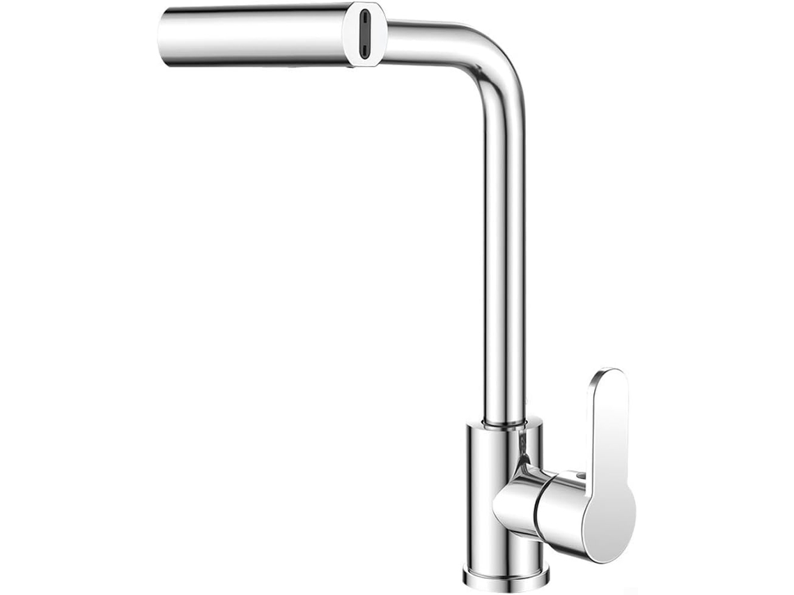 Torneira Misturadora De Cozinha Em Aço Inoxidável 304 Com Rotação De 360° E Controle De Água.