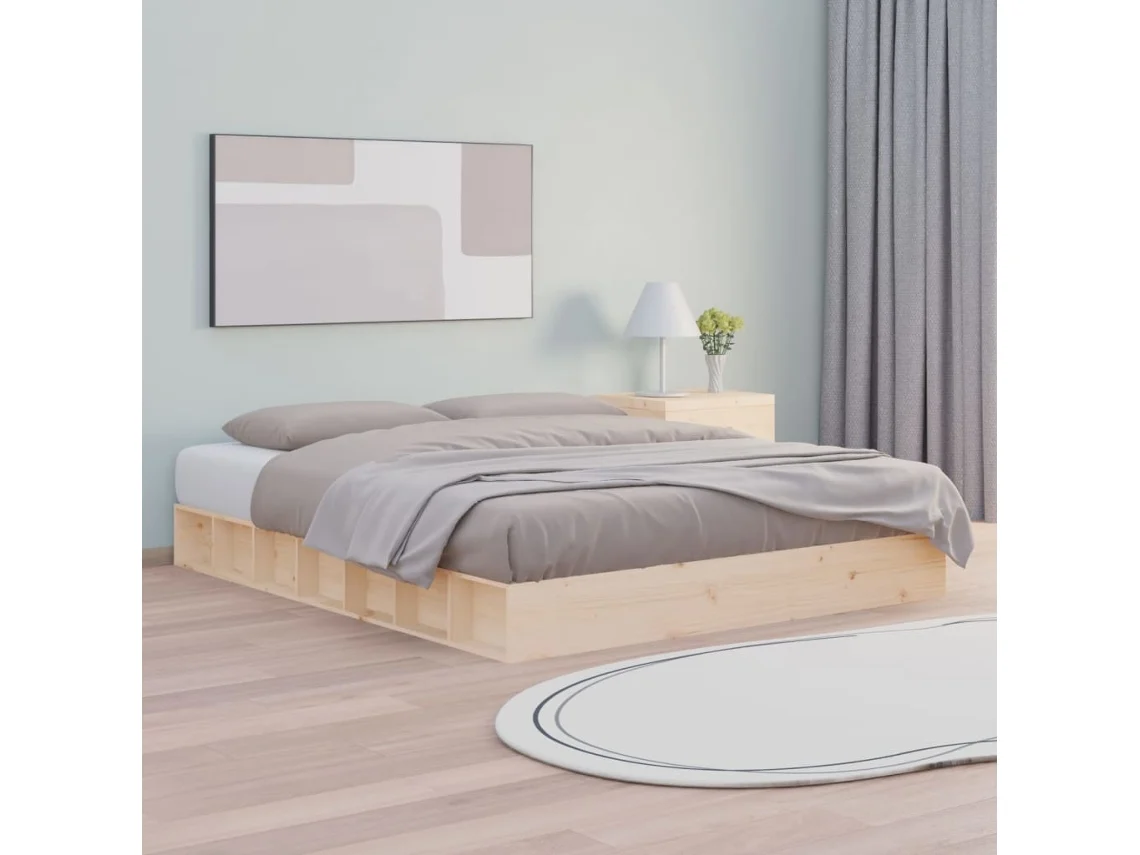 Vidaxl Estrutura De Cama 140x200 Cm Madeira Maciça