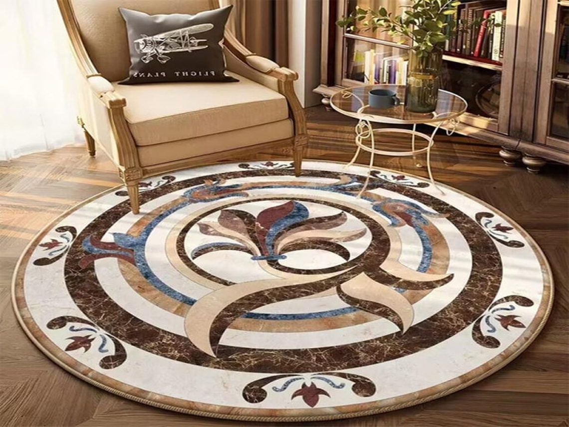 Lurelia Tapete Redondo Relógio Retrô Infantil Lavável Macio Fofo 80x80 Cm Sala Quarto