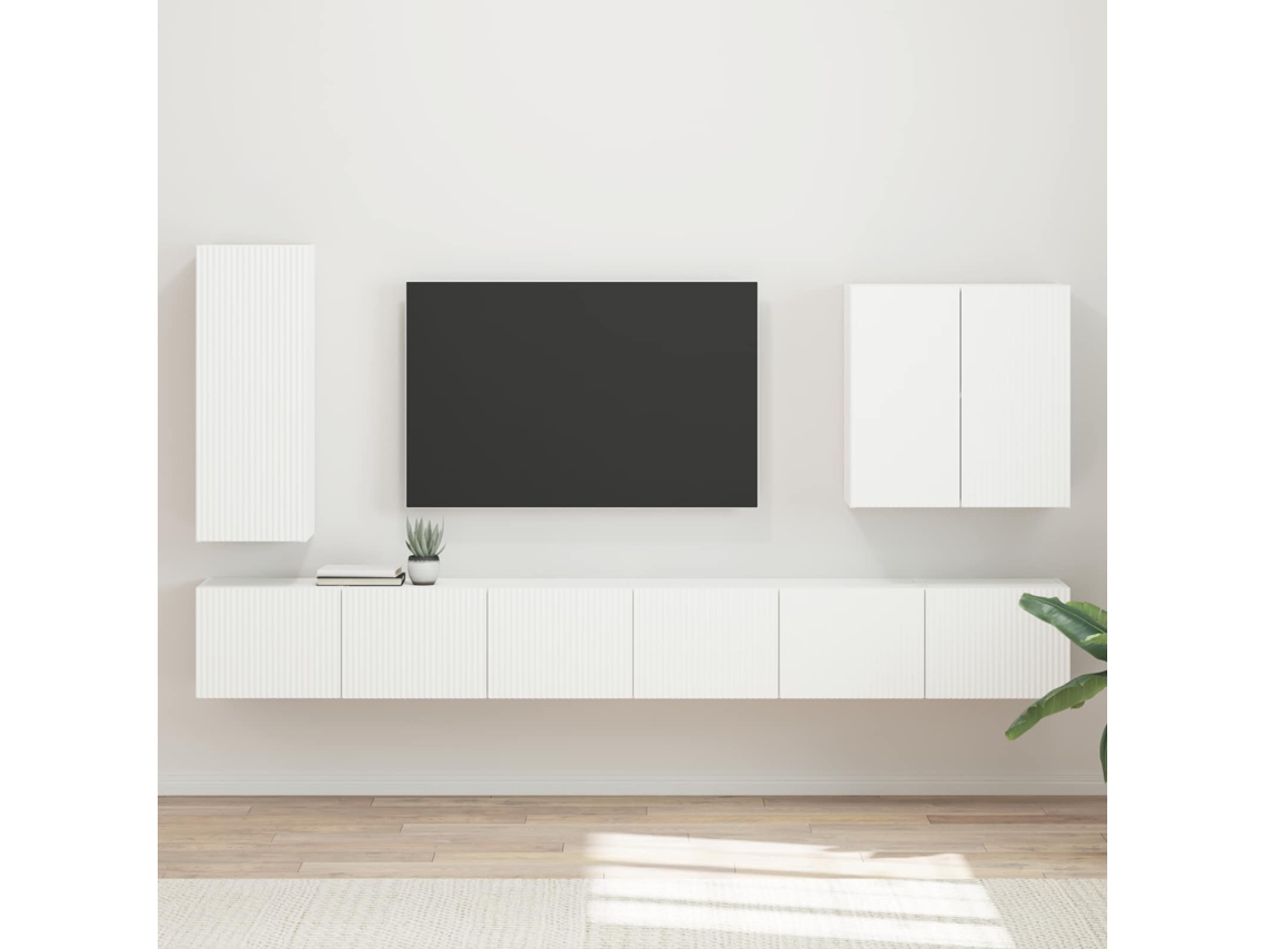 Vidaxl Conjunto De Gabinete De Parede Para Tv 6 Unid. Branco