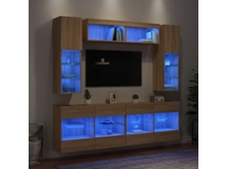 Vidaxl 6 Pcs Conj. Móveis de Parede P/ Tv C/ Luzes Led Carvalho Sonoma