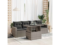 Vidaxl 5 Pcs Conjunto Sofás de Jardim C/ Almofadões Vime Pe Cinzento