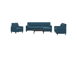 Vidaxl 4 Pcs Conjunto De Sofás Com Almofadões E Rolos Veludo Azul