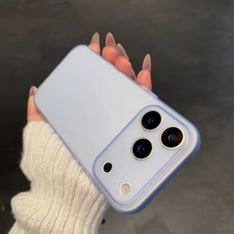 Capa Ultrafina De Tpu Para Iphone 17 Pro (azul Claro), Fosca E Semitransparente.