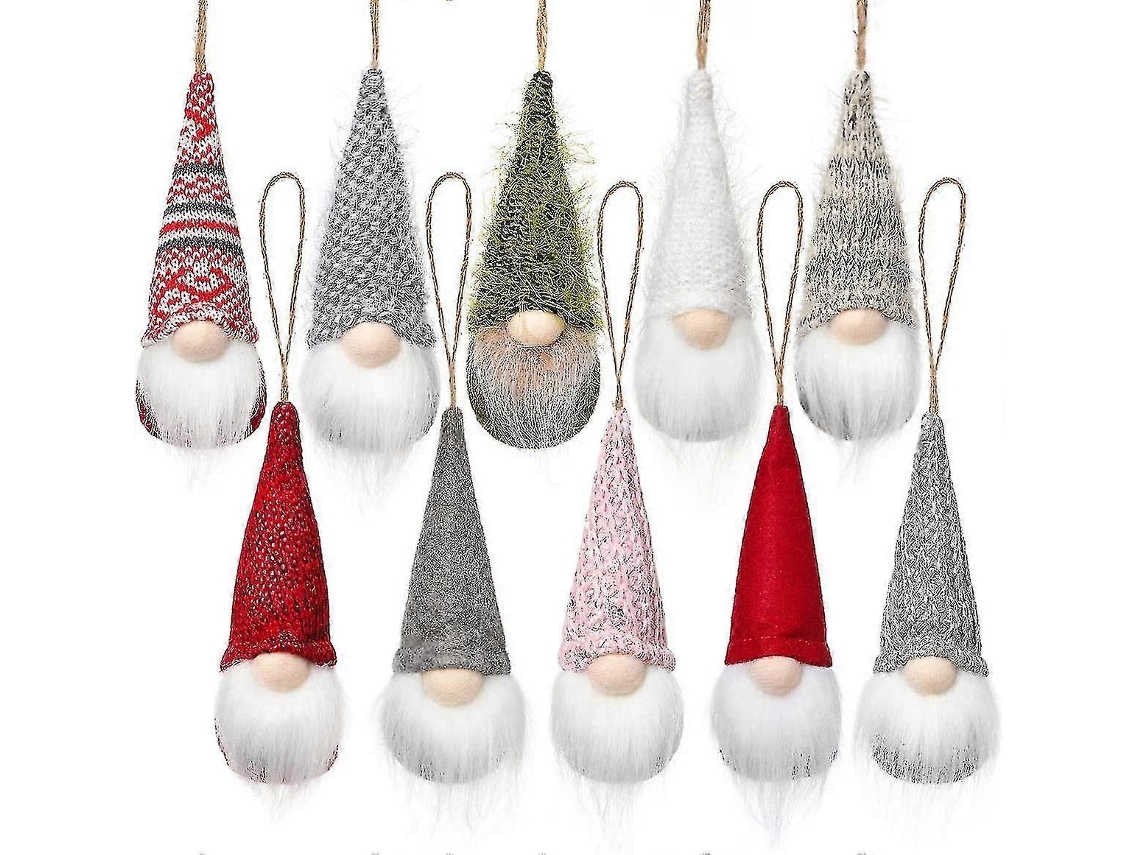 Conjunto De 10 Enfeites Pendurados De Gnomos De Árvore De Natal, Gnomos De Pelúcia Suecos Feitos À Mão Olysi Shop