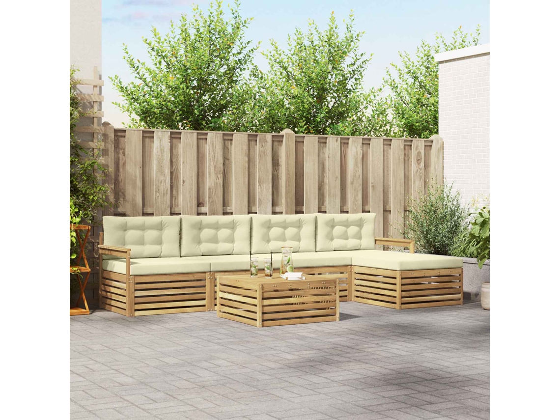 Vidaxl Conjunto De Sofás Para Exterior 7 Unid. Branco E Creme