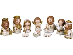 Conjunto de 10 figuras modernas de resina representando o presépio - Figuras para decoração de cena da Natividade