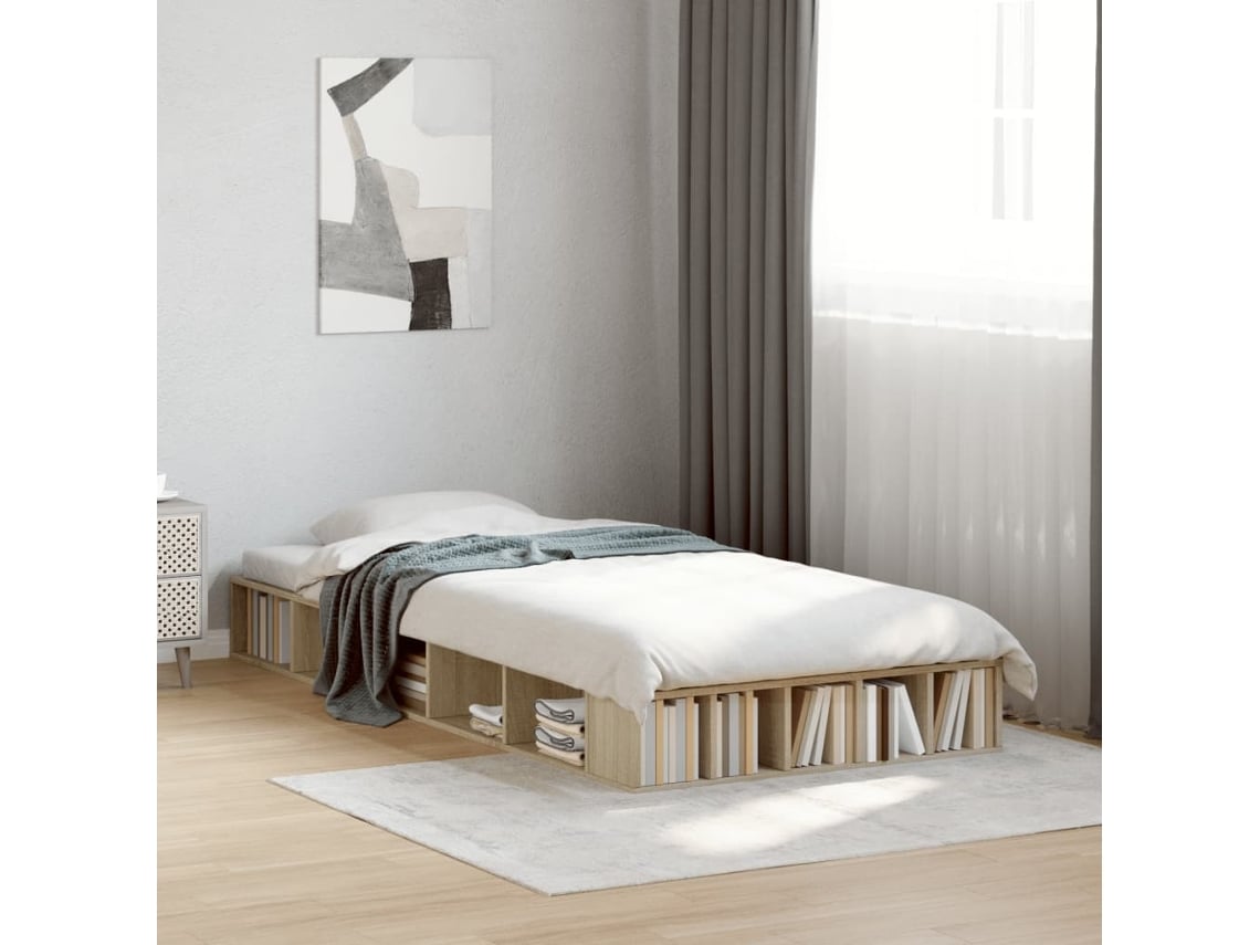 Estrutura De Cama 75x190cm Derivados De Madeira Carvalho Sonoma