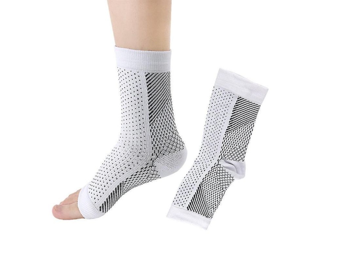 Meias Soothe Neuropatia Compressão Suporte Tornozelo Arco Alivio Dor Branco XL Qmel