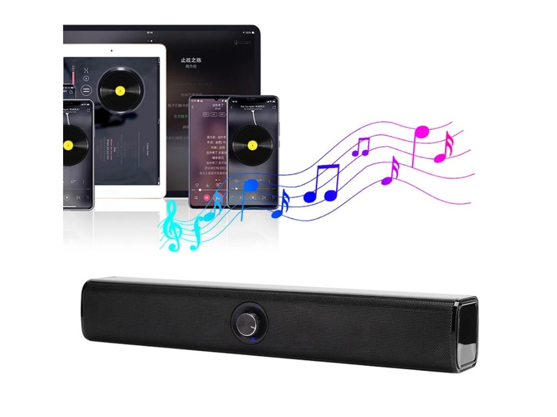Alto Falante Bluetooth Sem Fio De Mesa Preto Para Computador Celular Tablet Preto Yizhood