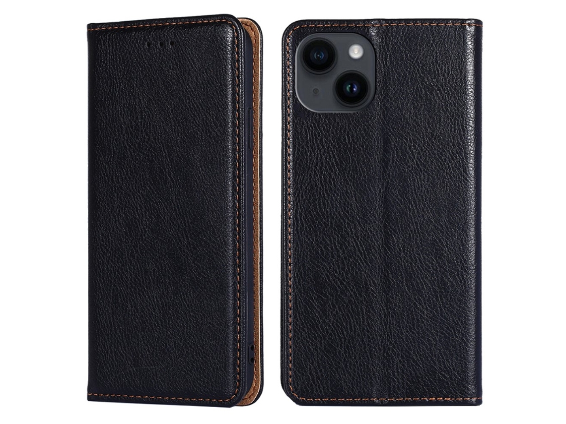 Capa Para Iphone 15 Pele Sintética Magnética Preto