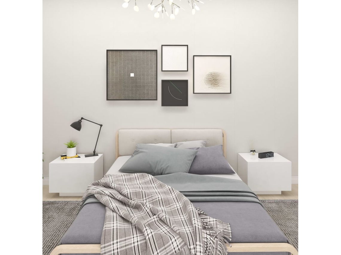 Vidaxl Mesa De Cabeceira 100x35x40 Cm Derivados De Madeira Branco