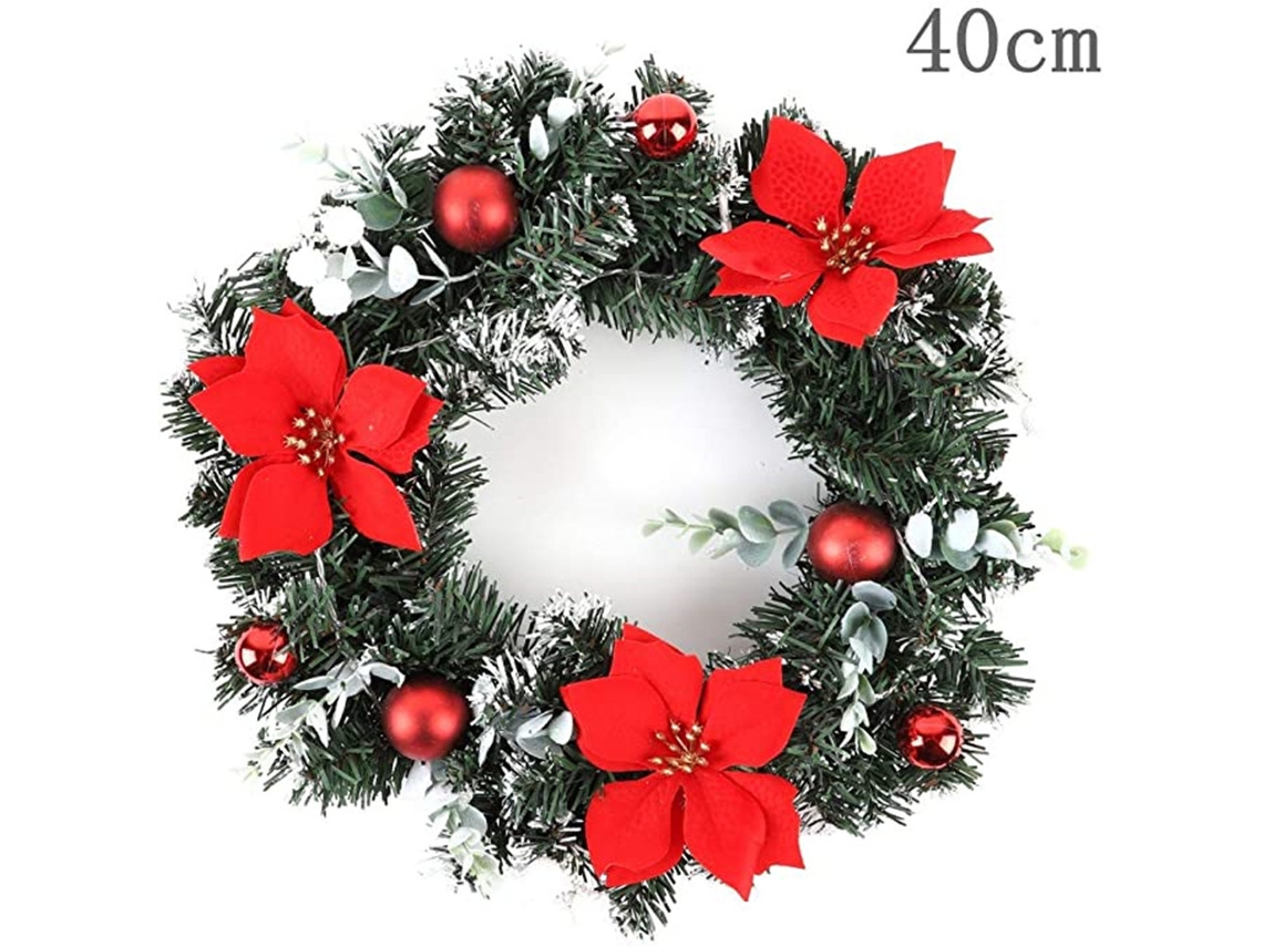 Guirlandas De Natal De 40 Cm Para Porta Da Frente Com Luzes, Guirlanda De Natal Pré Iluminada Aquaforge
